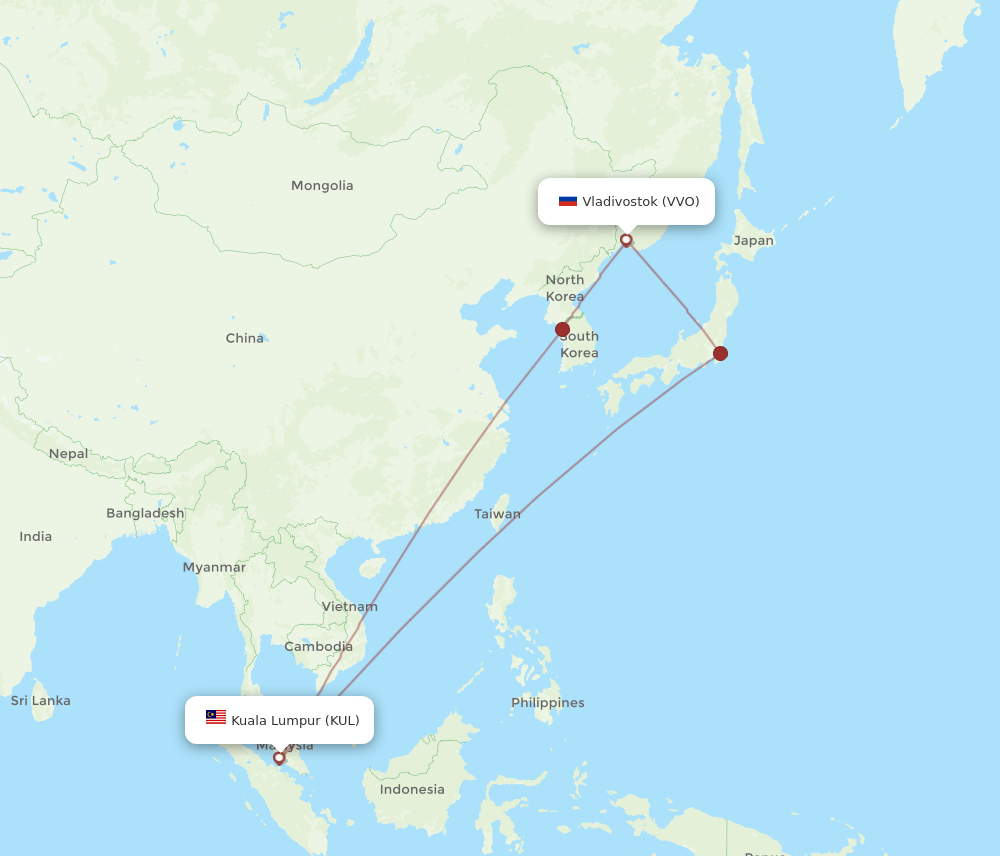 VVO-KUL flight routes