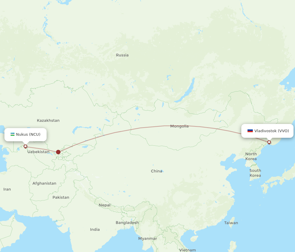 VVO-NCU flight routes