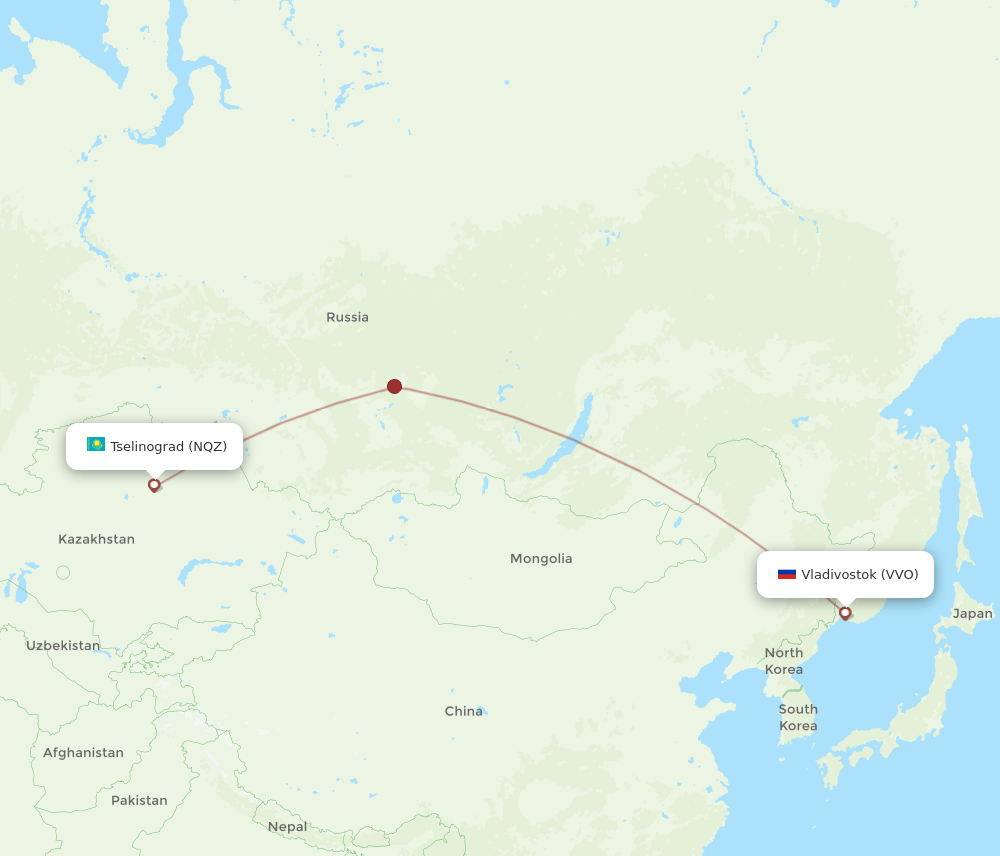 VVO-NQZ flight routes