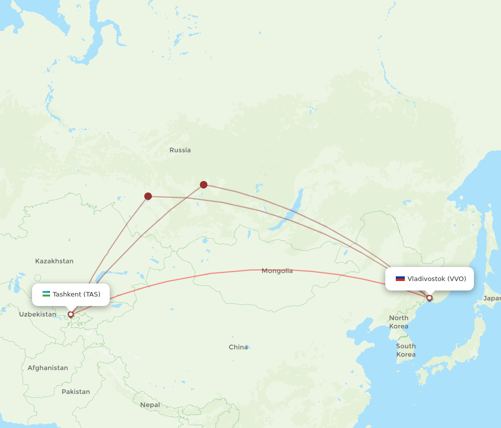 VVO-TAS flight routes