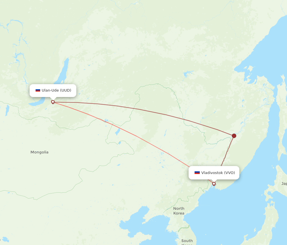 VVO to UUD flights and routes map