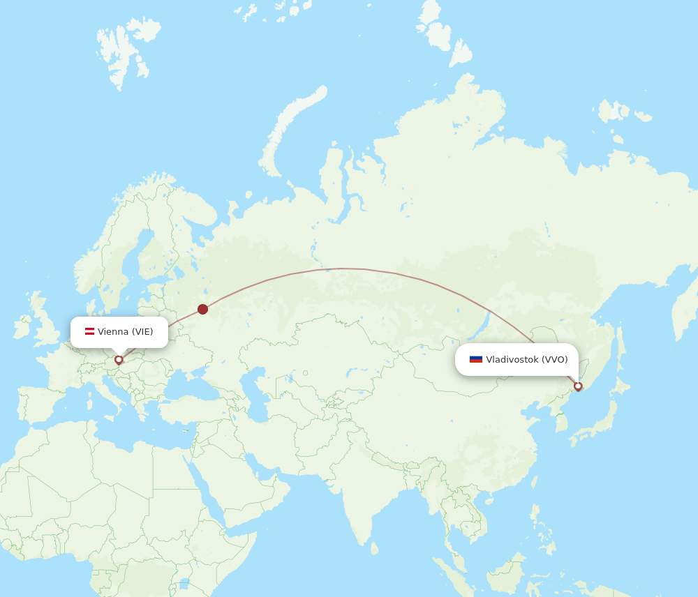 VVO to VIE flights and routes map