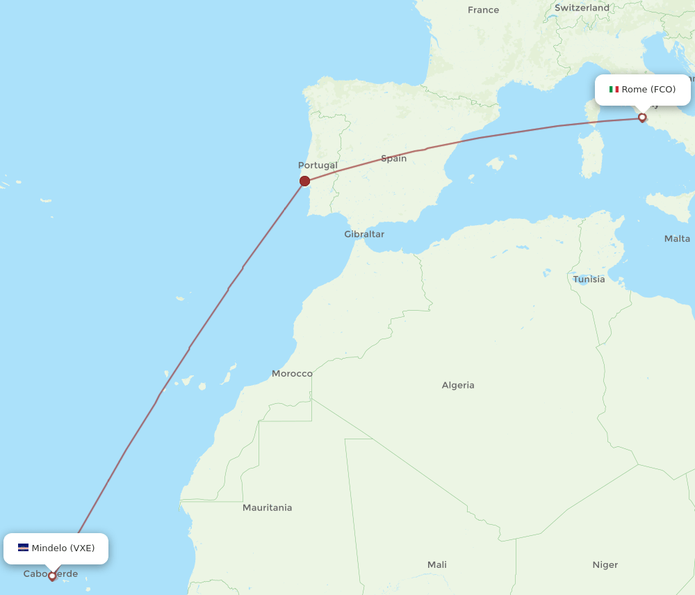 VXE-FCO flight routes