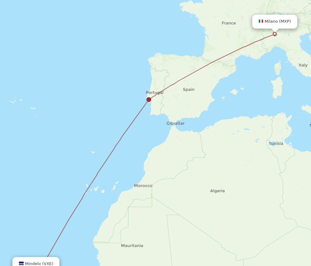 VXE-MXP flight routes