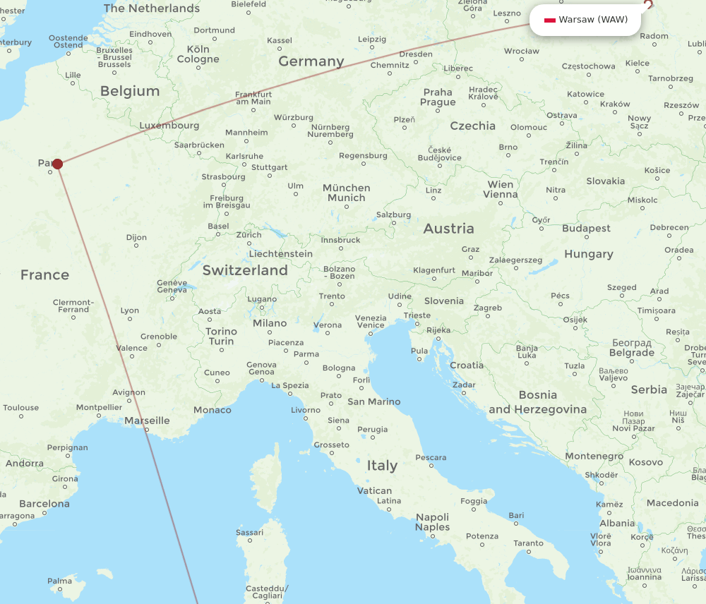 WAW-AAE flight routes
