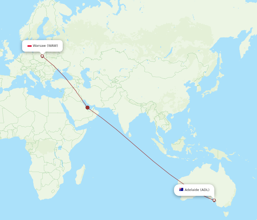 WAW-ADL flight routes