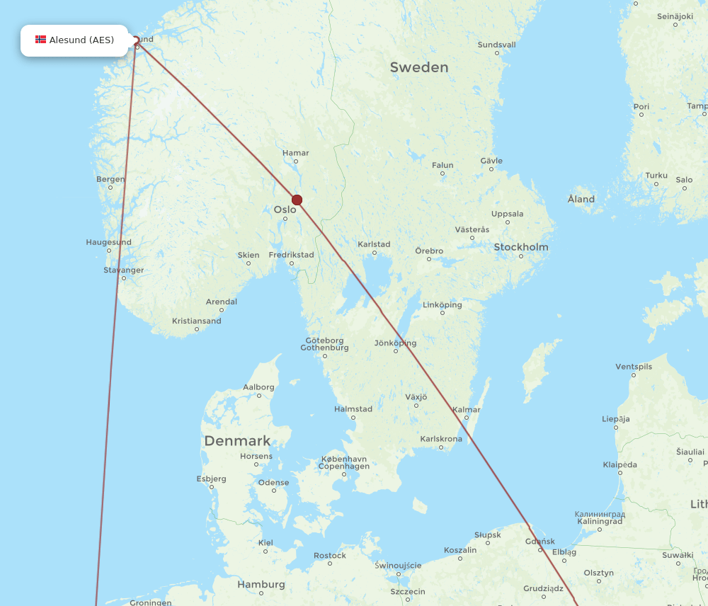 WAW-AES flight routes