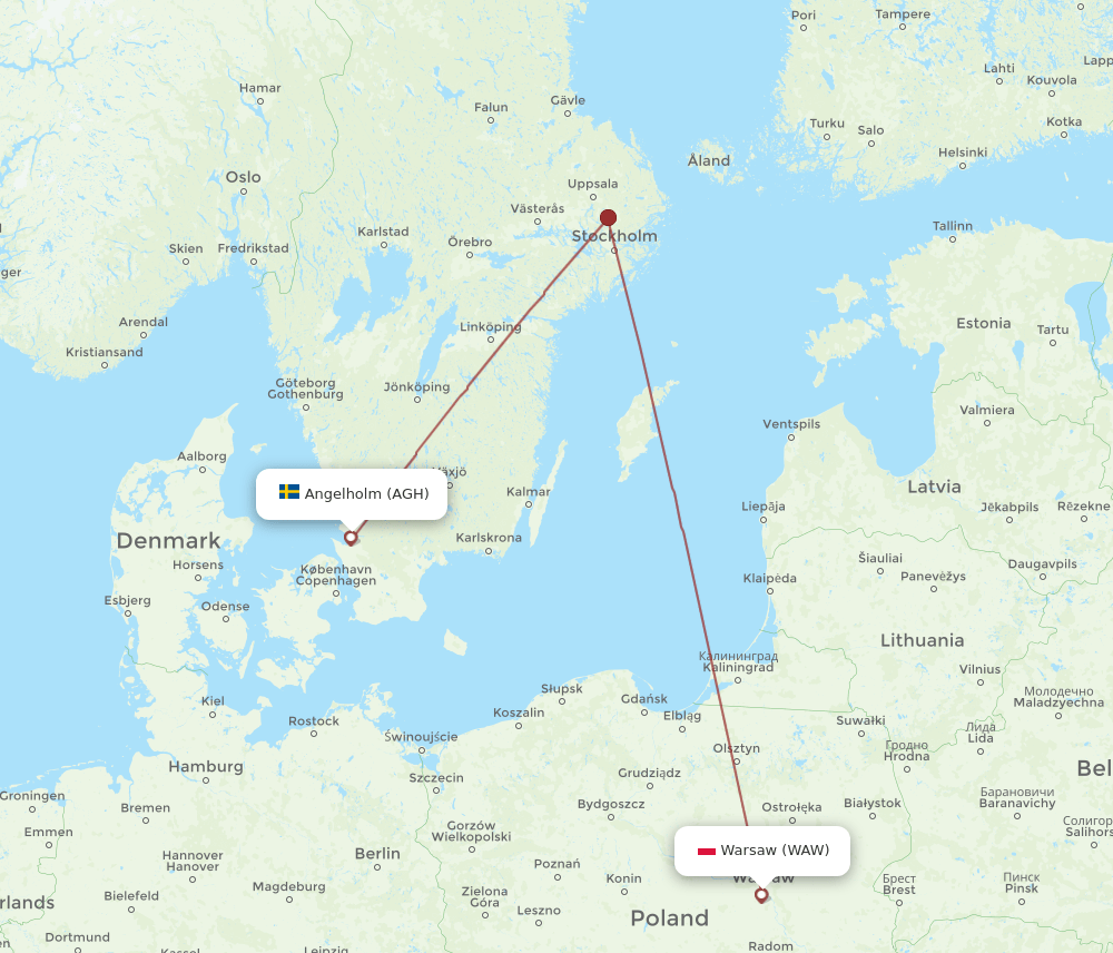 WAW-AGH flight routes