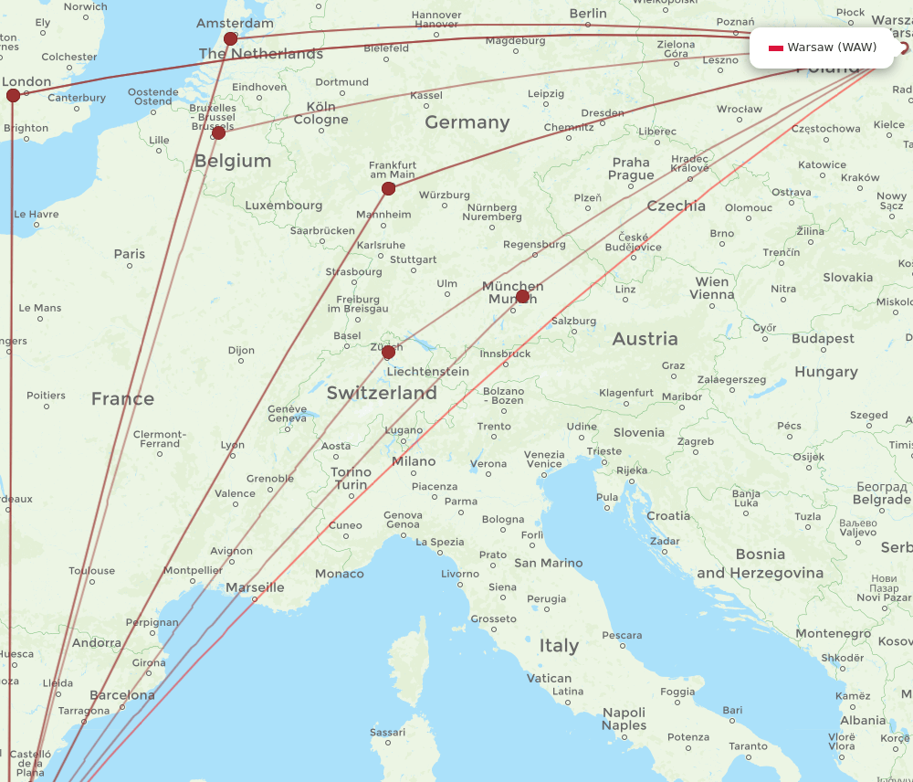WAW-ALC flight routes