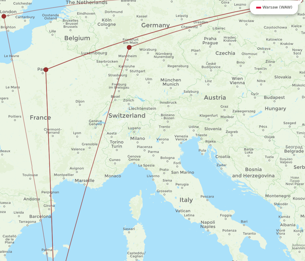 WAW-ALG flight routes