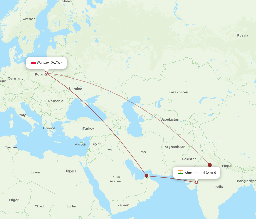 WAW-AMD flight routes