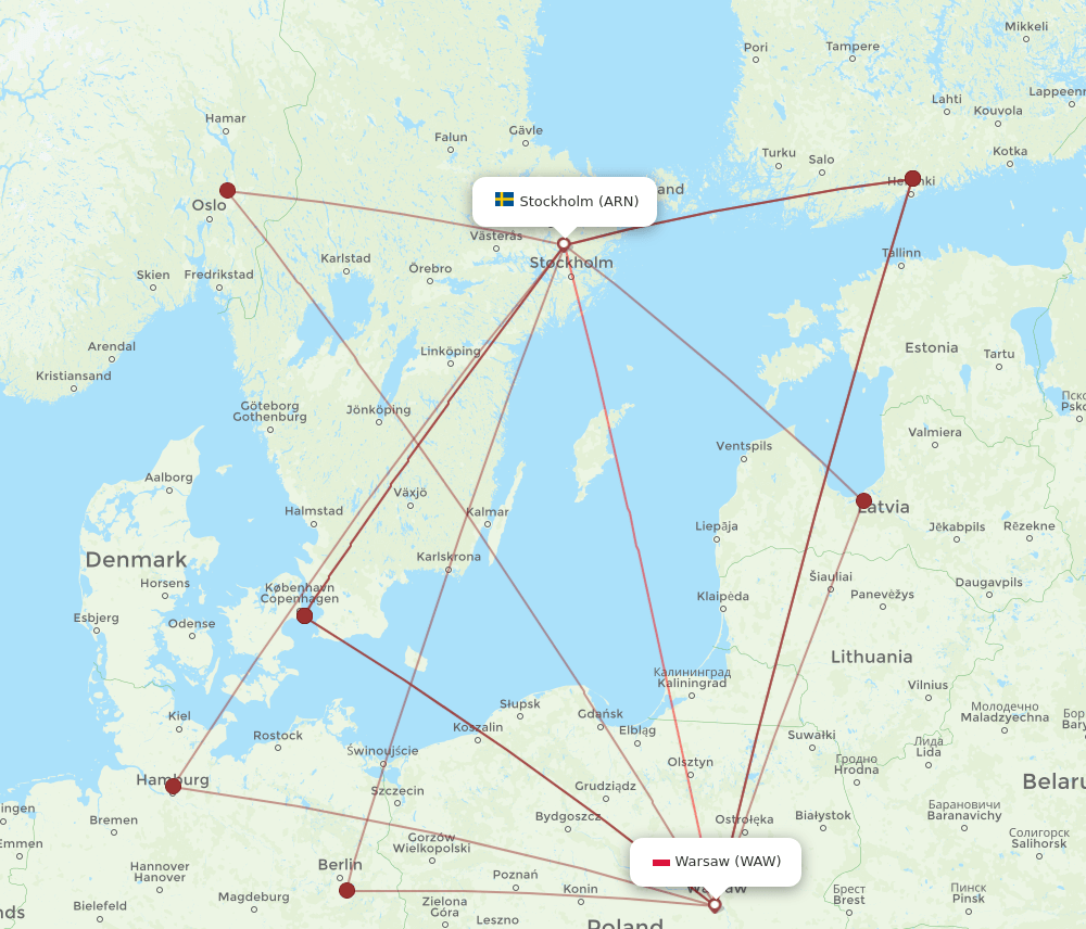WAW-ARN flight routes