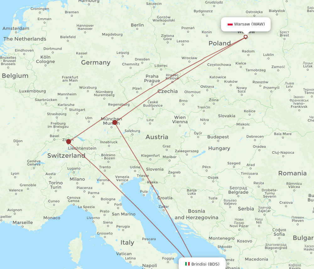 WAW-BDS flight routes