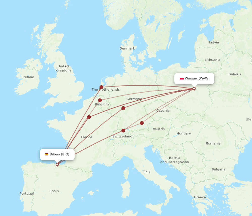 WAW-BIO flight routes