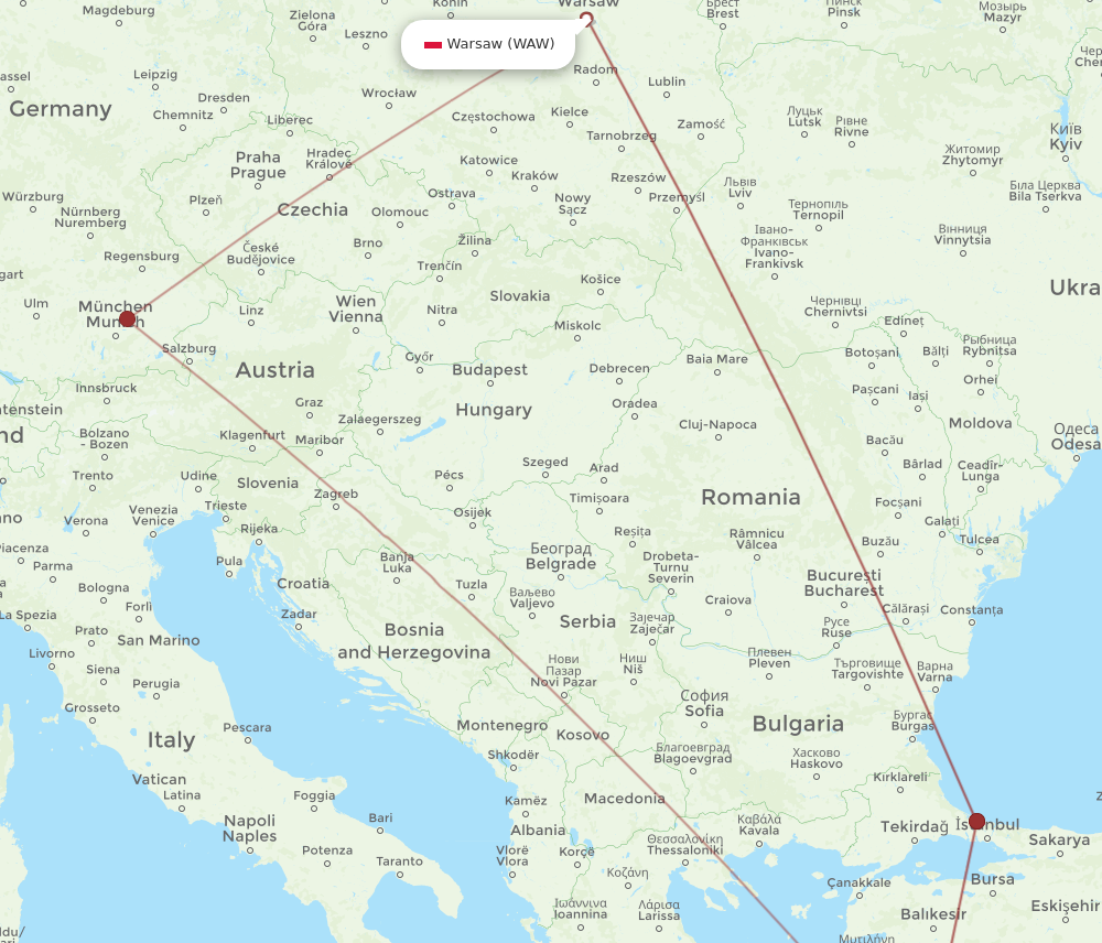 WAW to BJV flights and routes map