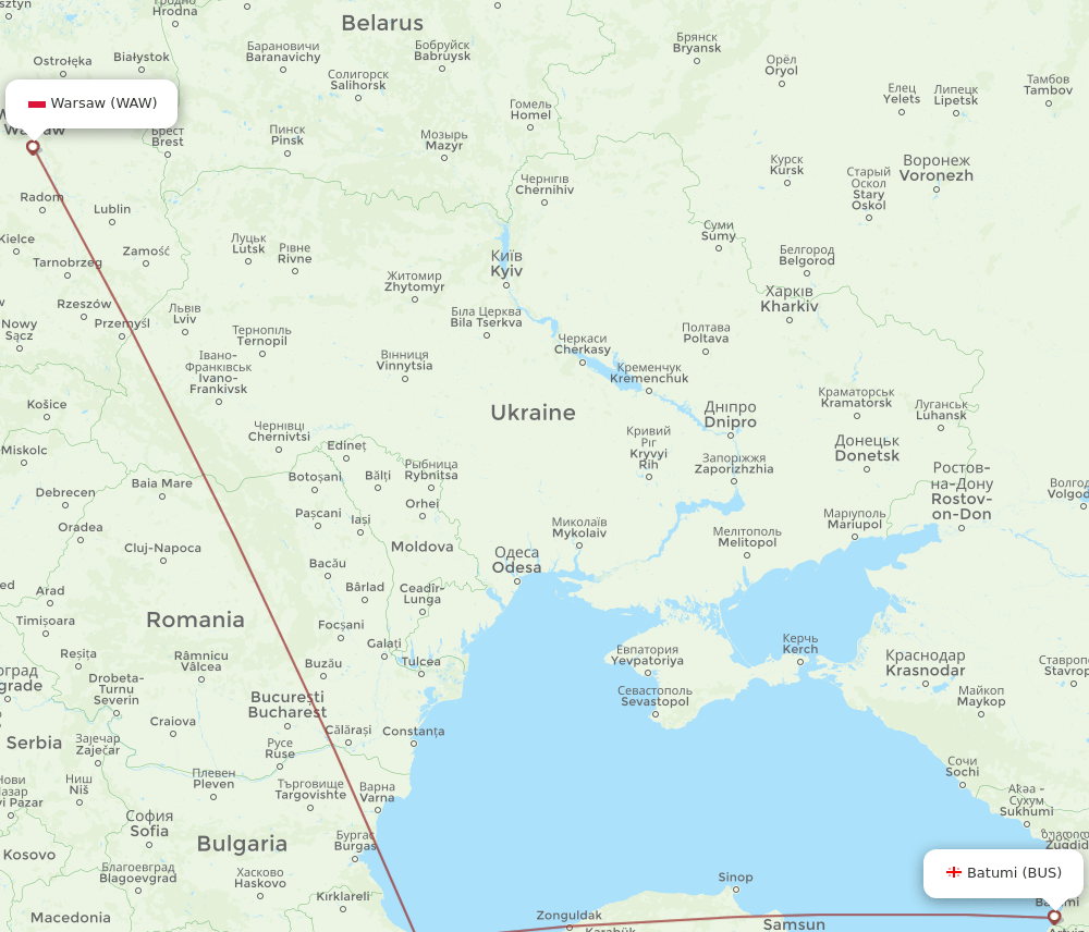 WAW-BUS flight routes