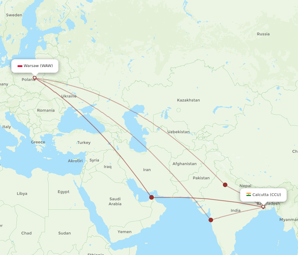 WAW-CCU flight routes