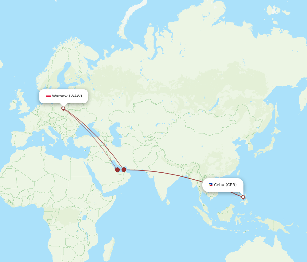 WAW-CEB flight routes