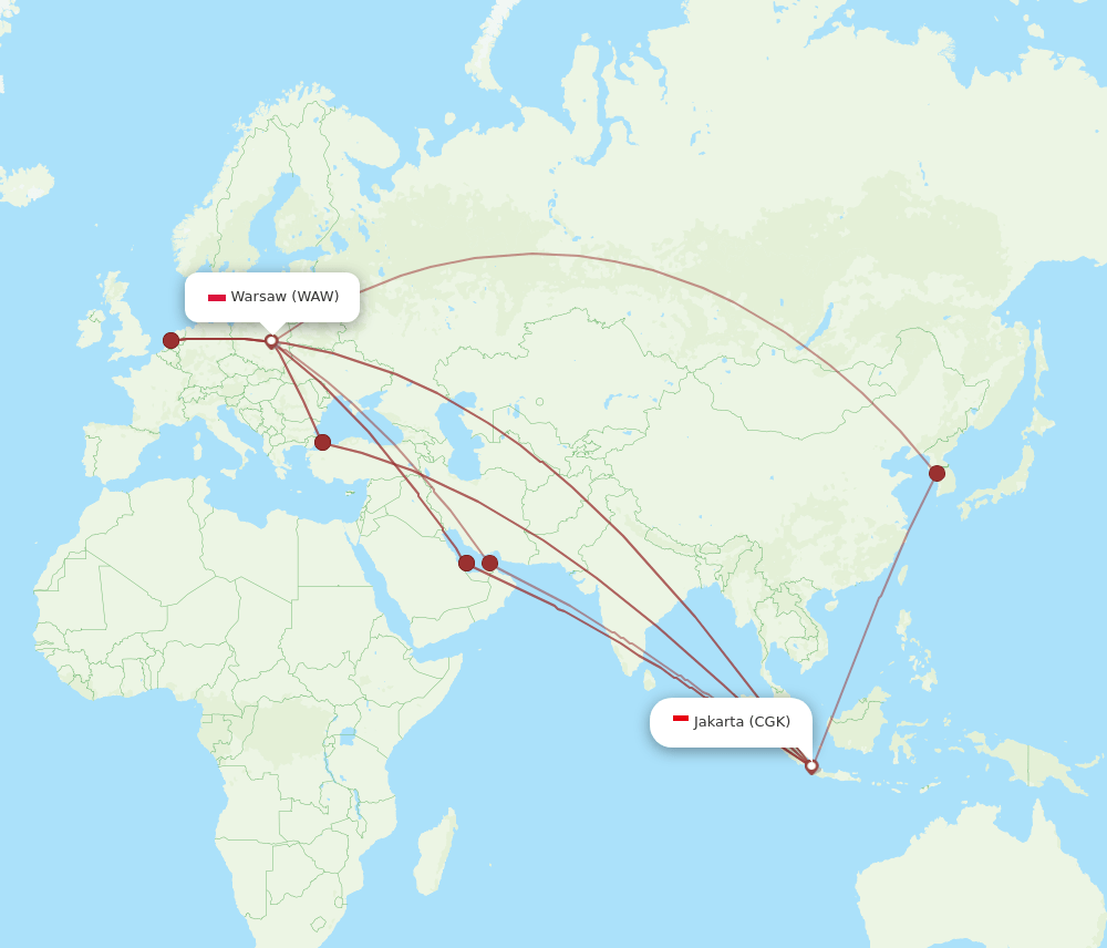 WAW-CGK flight routes