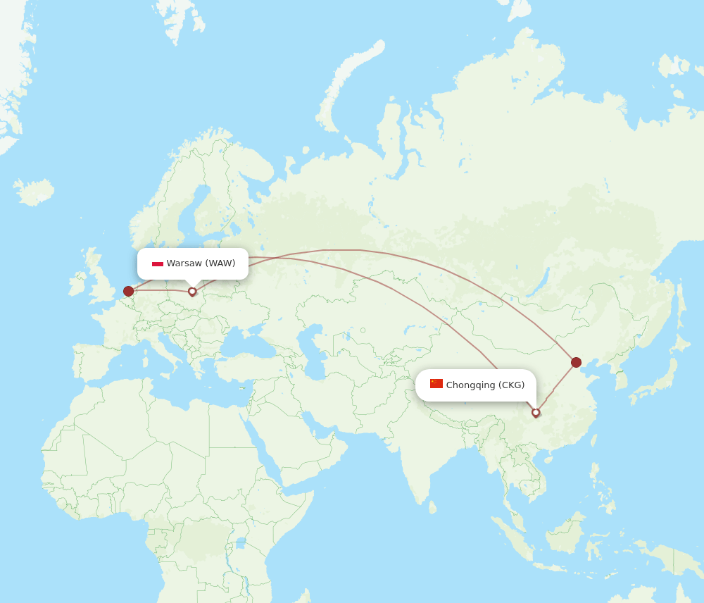 WAW-CKG flight routes