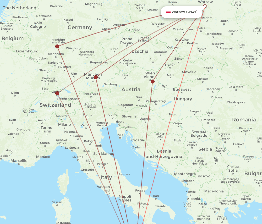 WAW to CTA flights and routes map