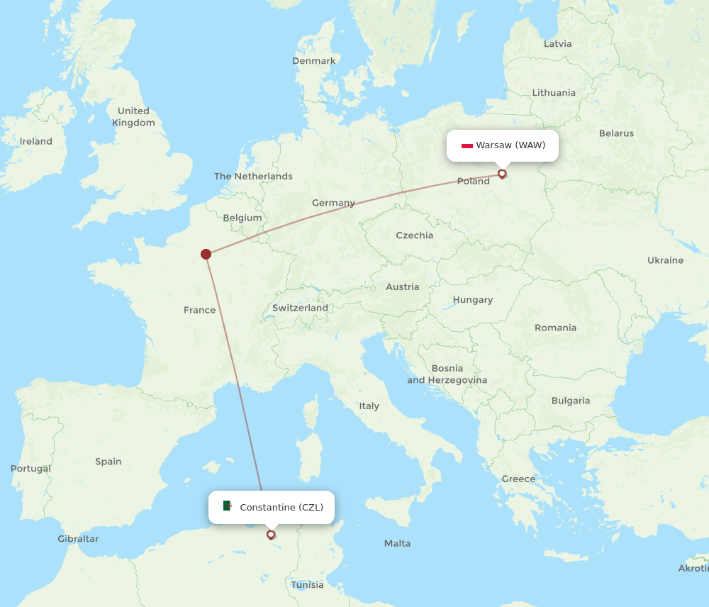WAW-CZL flight routes