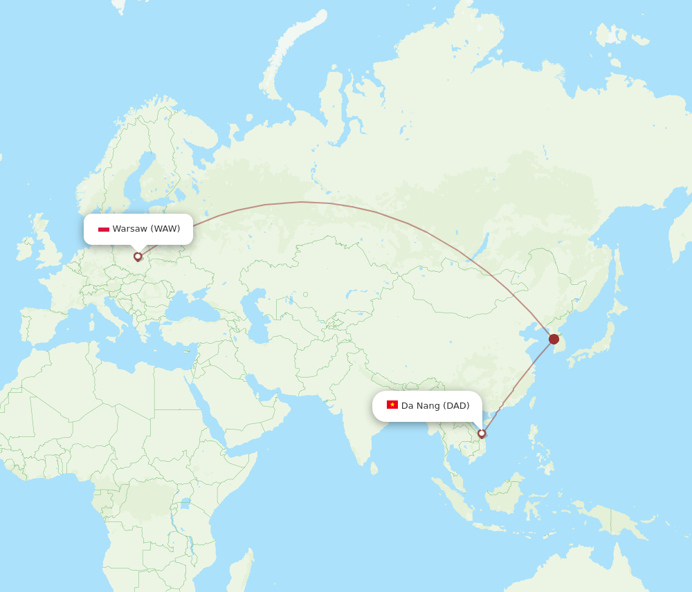 WAW-DAD flight routes