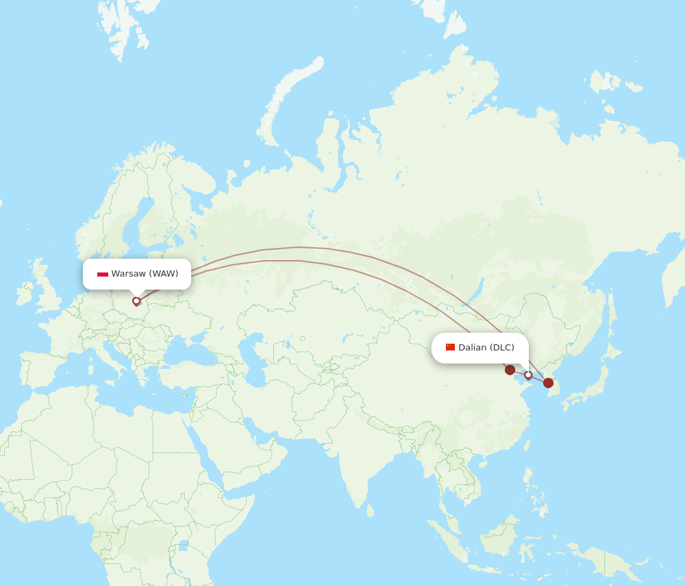 WAW-DLC flight routes