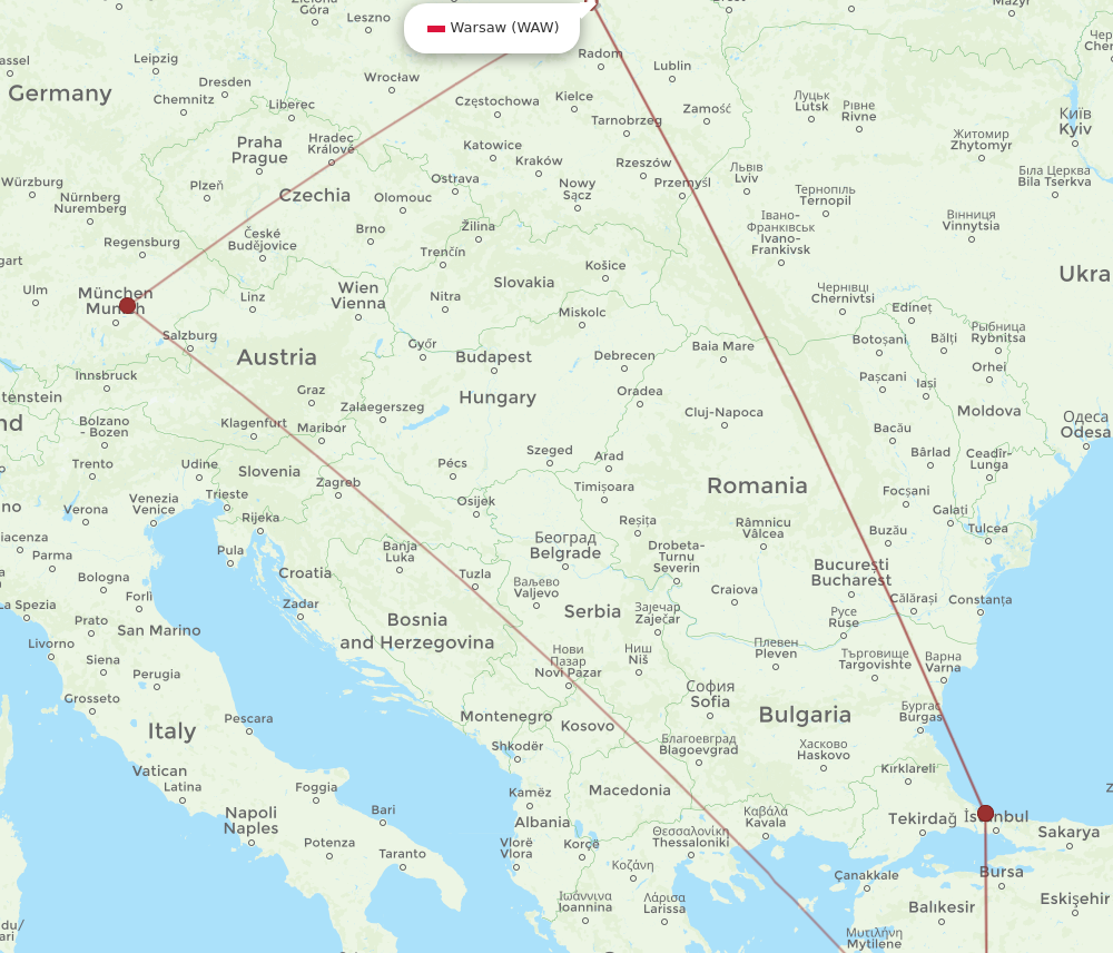 WAW to DLM flights and routes map