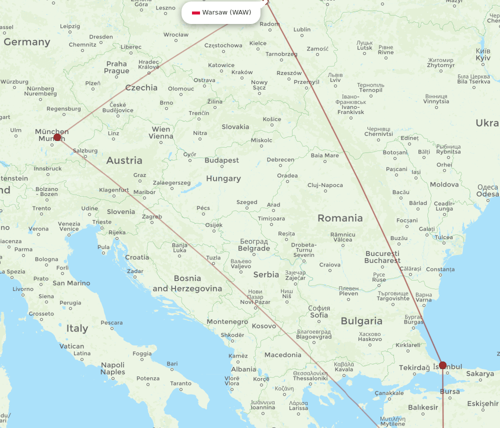 WAW-DLM flight routes