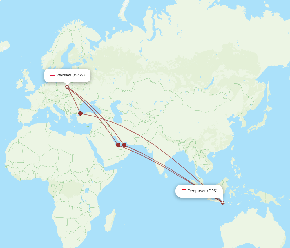 WAW-DPS flight routes
