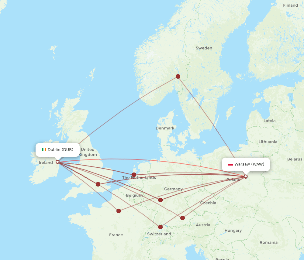 WAW-DUB flight routes