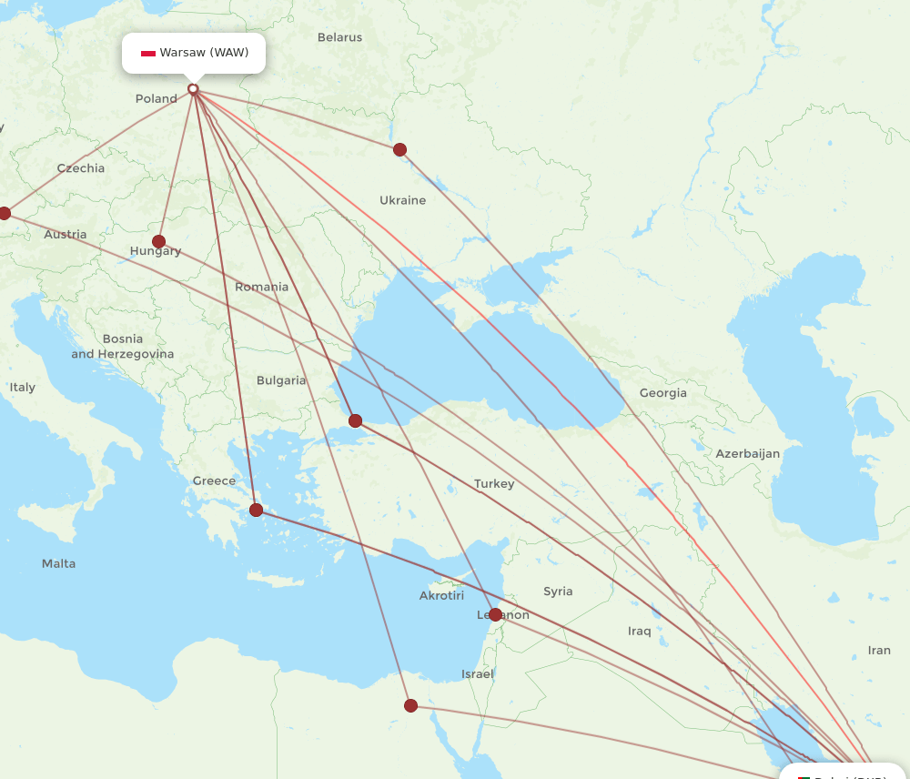 WAW-DXB flight routes