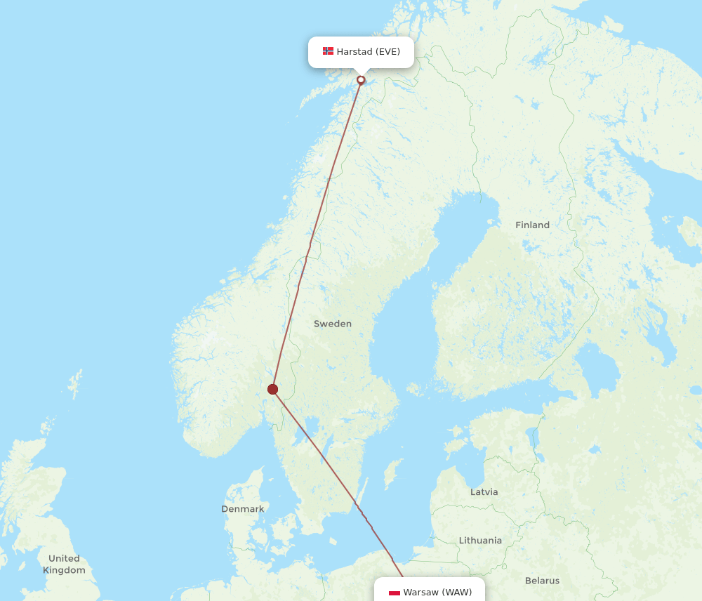 WAW-EVE flight routes