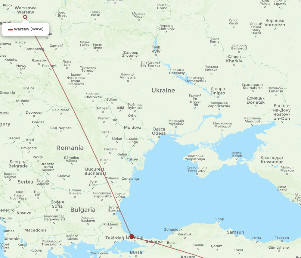 WAW-EZS flight routes