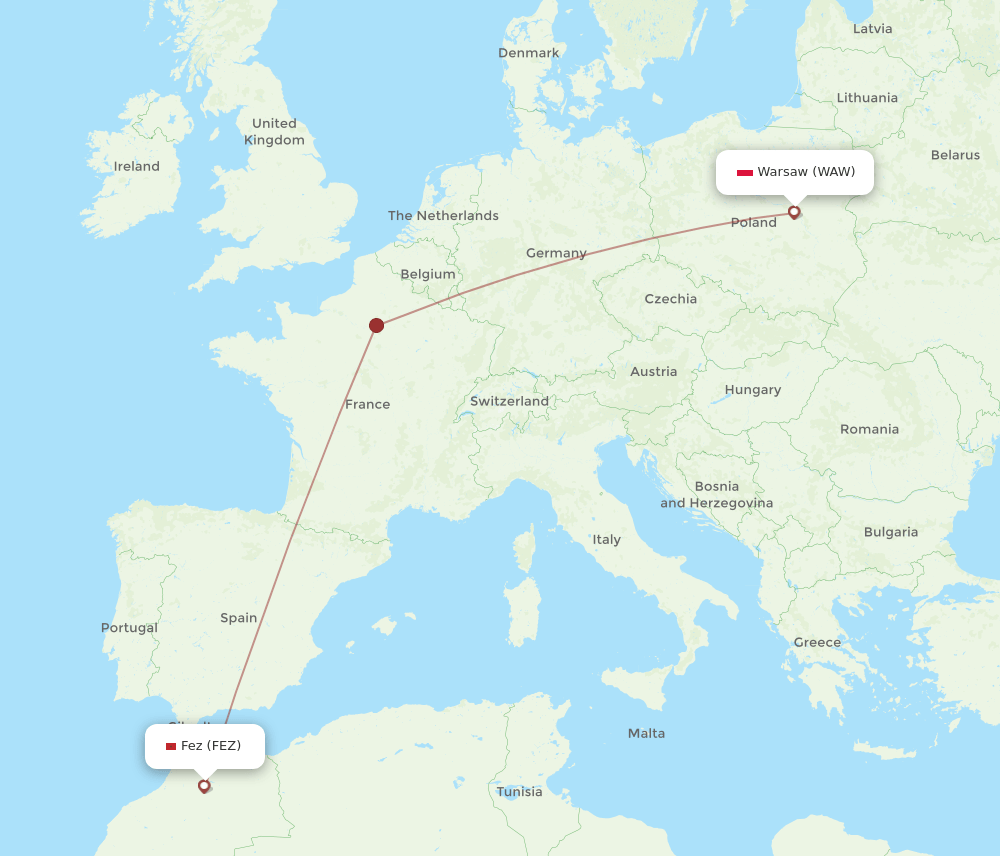 WAW-FEZ flight routes