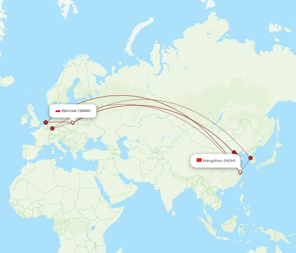 WAW-HGH flight routes