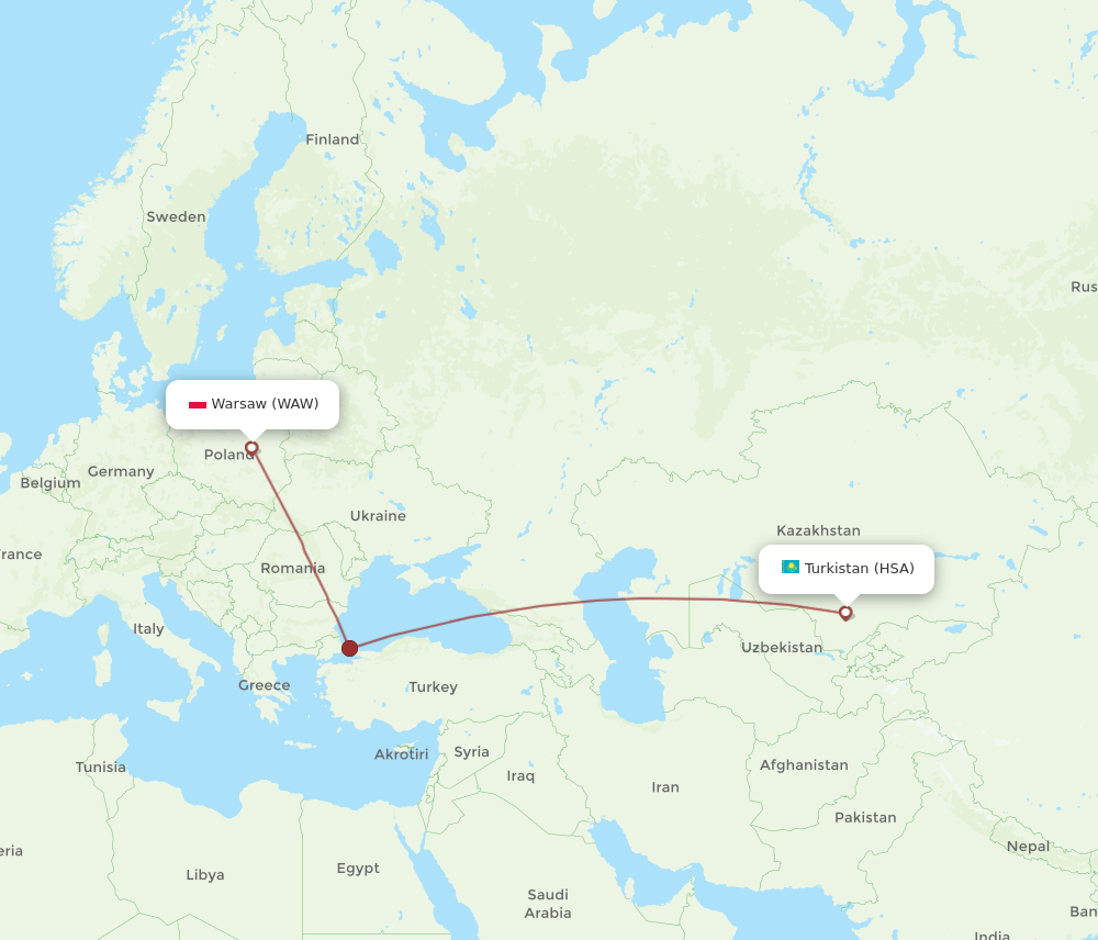 WAW-HSA flight routes