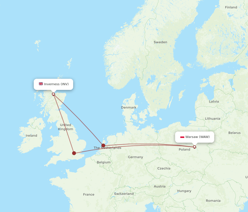 WAW-INV flight routes
