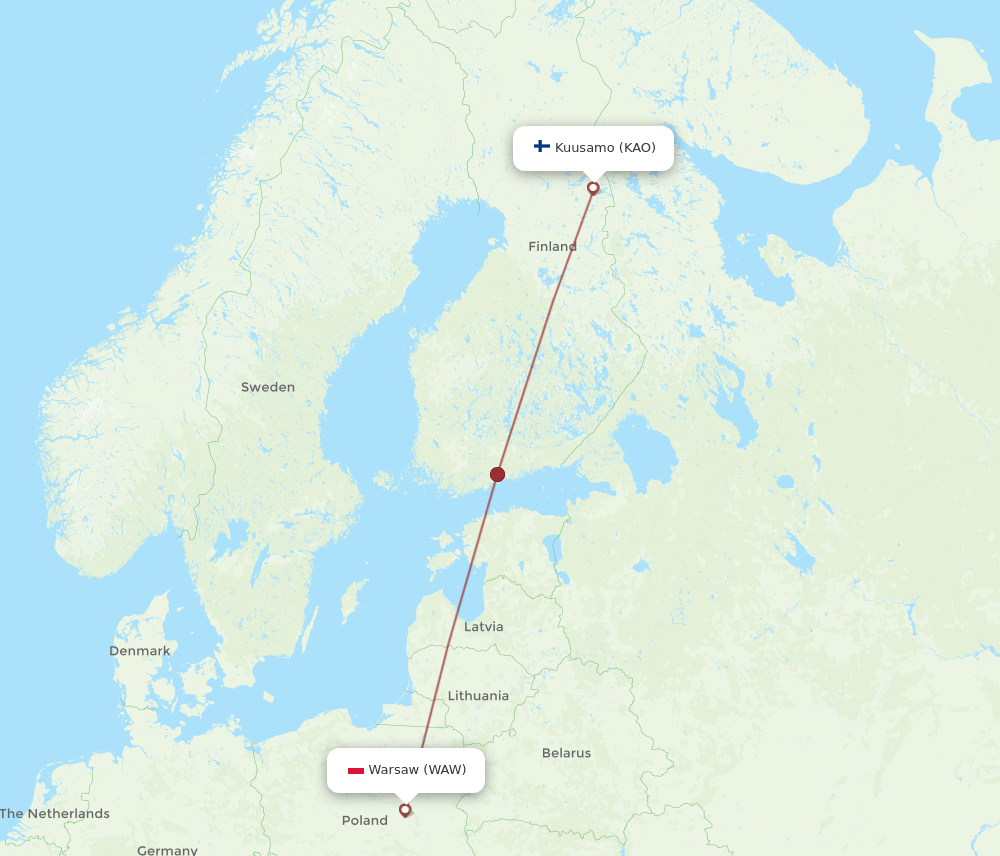 WAW-KAO flight routes