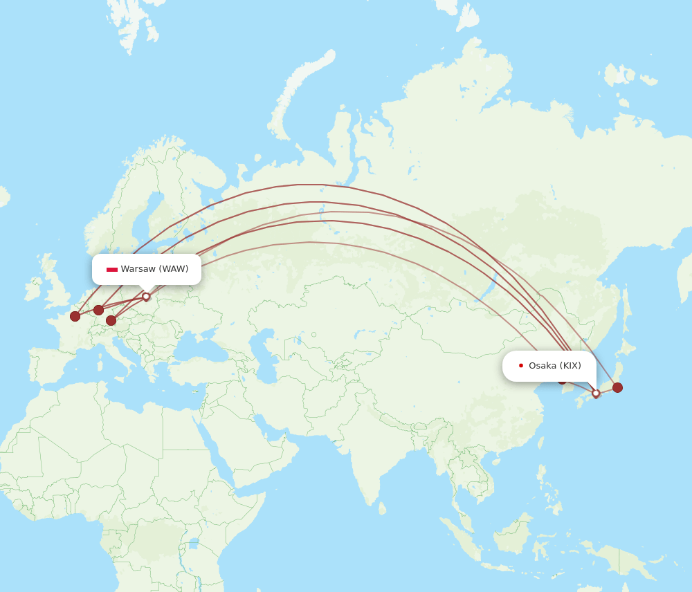 WAW-KIX flight routes