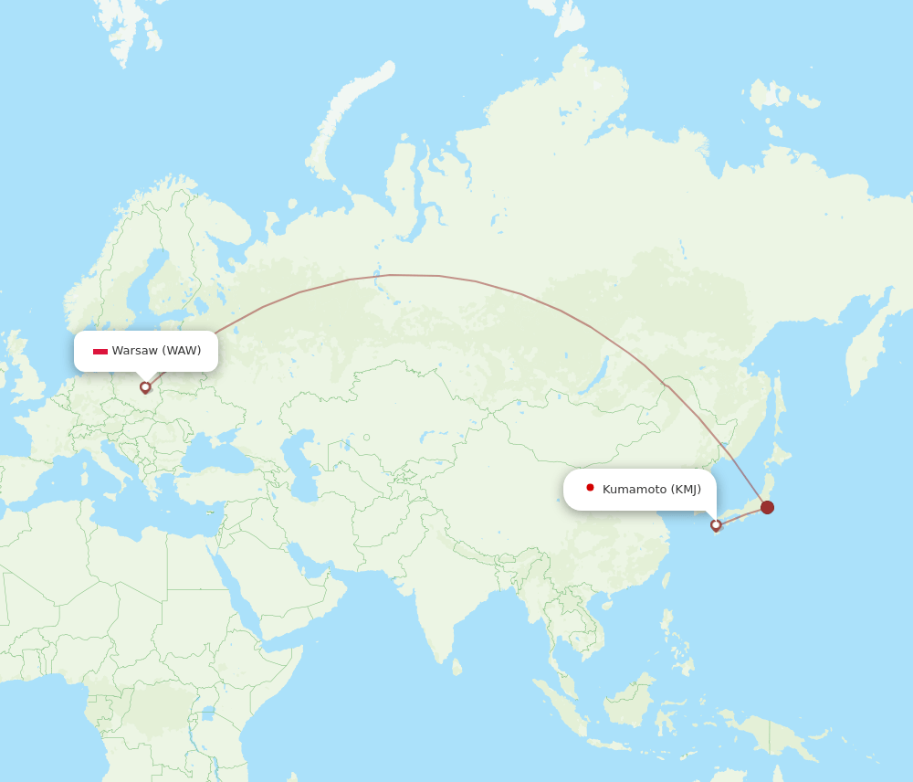 WAW-KMJ flight routes