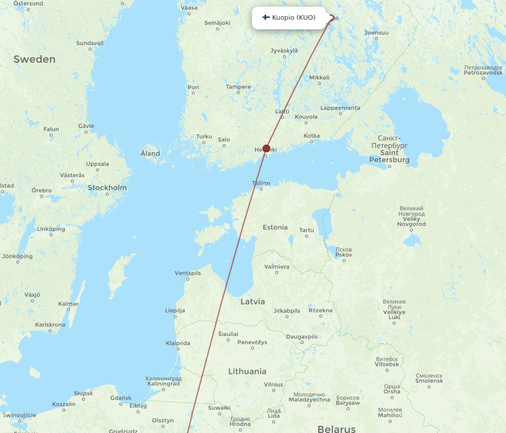 WAW-KUO flight routes