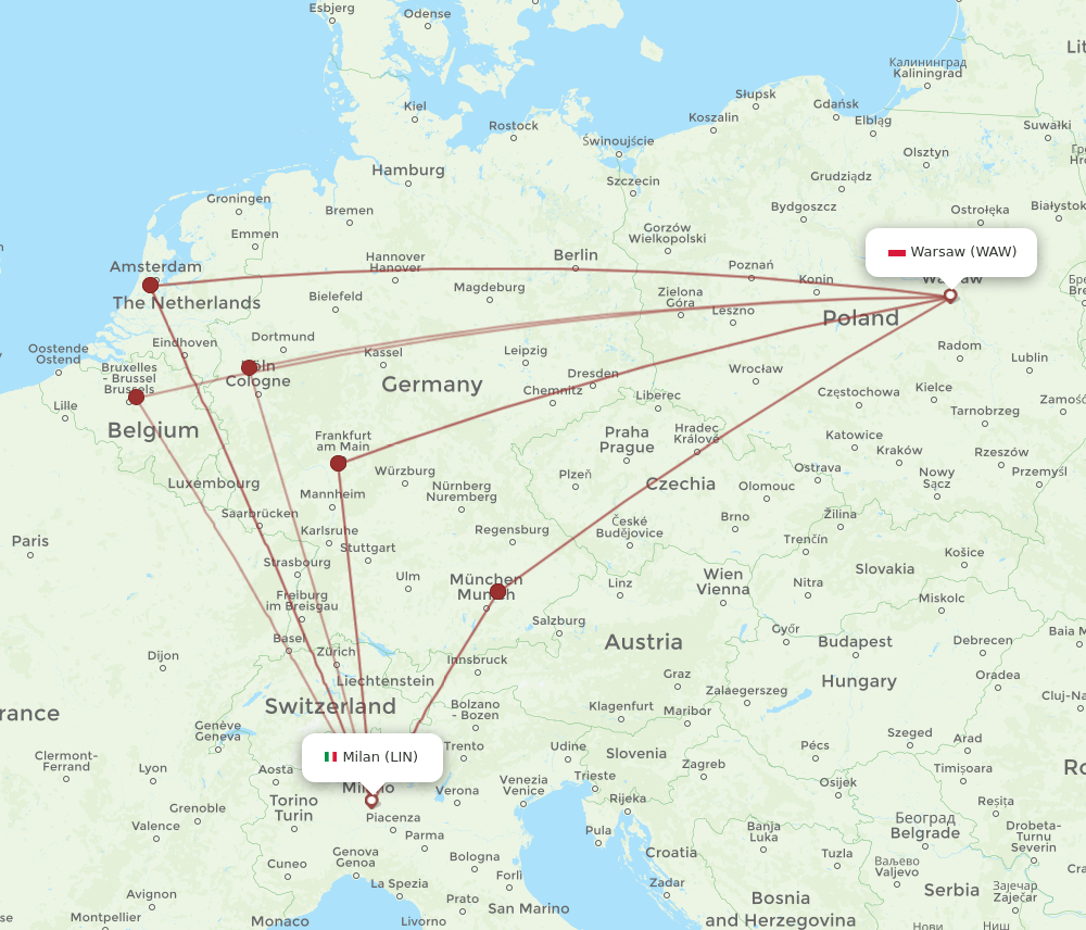 WAW-LIN flight routes