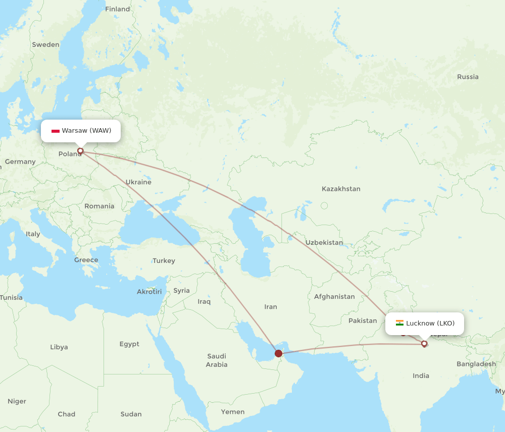 WAW-LKO flight routes