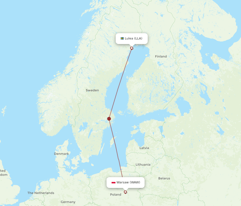 WAW to LLA flights and routes map