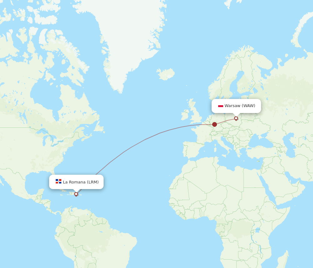 WAW-LRM flight routes