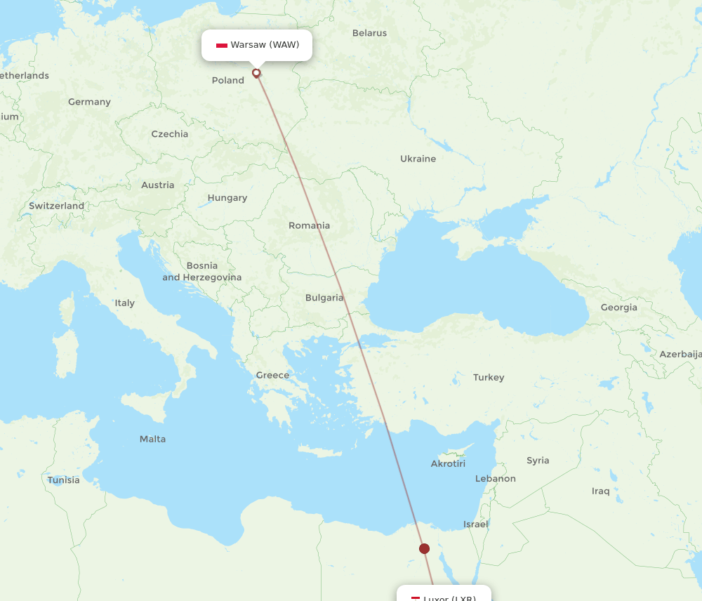 WAW-LXR flight routes