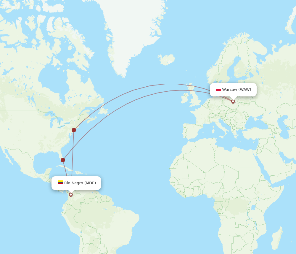 WAW-MDE flight routes