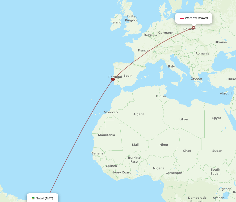 WAW-NAT flight routes